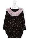 Wauw Capow By Bangbang Ruffle-embellished Polka-dot Bodysuit In 黑色