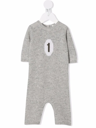 Bonpoint Babies' Intarsia-knit Cashmere Romper In 灰色