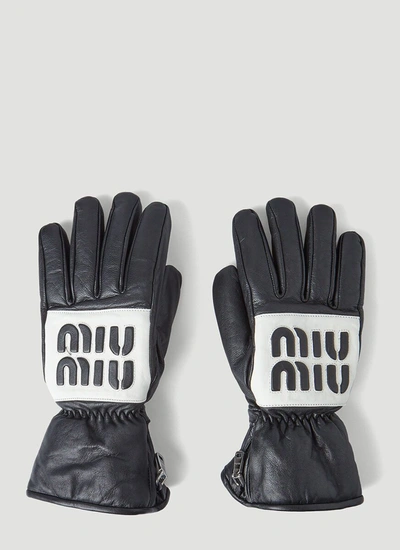 Miu Miu Nappa Leather Gloves With Logo In Black