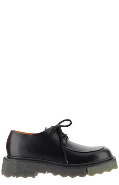 Off-white Sponge Sole Lace-up Derby Shoes In Black