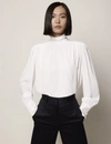 Another Tomorrow High Neck Blouse In White