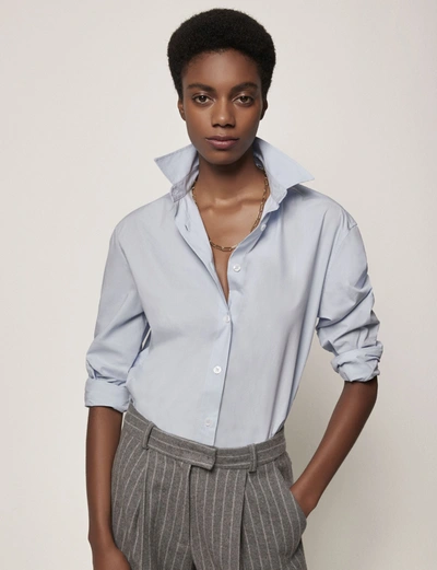 Another Tomorrow Oversized Men's Shirt In Dusty Blue