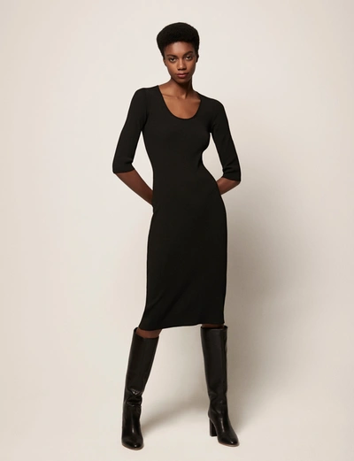 Another Tomorrow Scoopneck Dress In Black