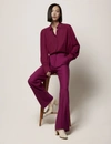 Another Tomorrow Slight Flare Trouser In Magenta