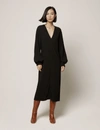 ANOTHER TOMORROW SOFT SLEEVE DRESS,A321DR016-VI-BLK46