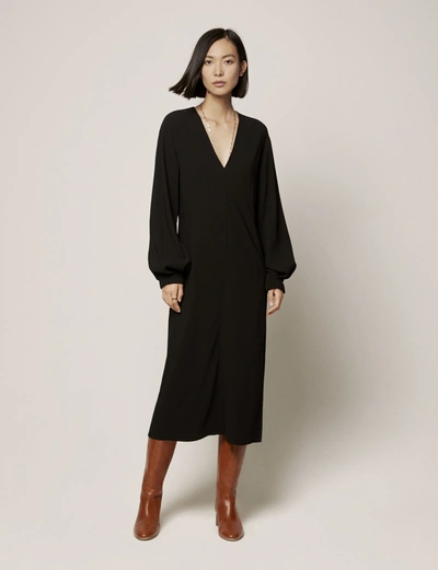 Another Tomorrow Soft Sleeve Dress In Black