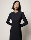 Another Tomorrow Tailored Long Sleeve Dress In Navy