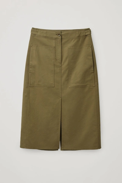 Cos Twill Utility Skirt In Green