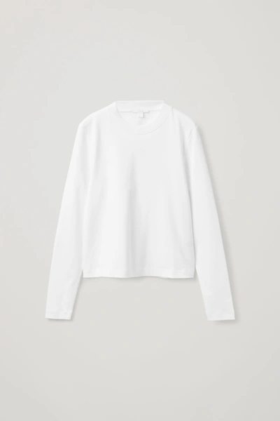 Cos Slim-fit Heavyweight Long-sleeved T-shirt In White Light