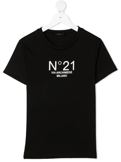 N°21 Kids' Logo-print Cotton T-shirt In Black