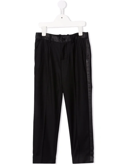 Monnalisa Kids' Satin-trimmed Straight Trousers In Black