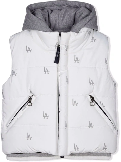 Lapin House Babies' La-print Layered Hooded Gilet In White