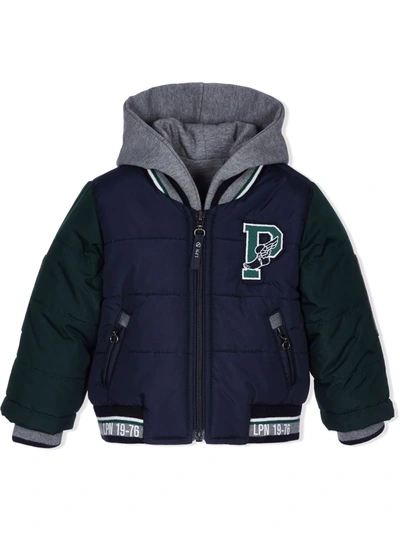 Lapin House Babies' Logo-print Hooded Bomber Jacket In Blue