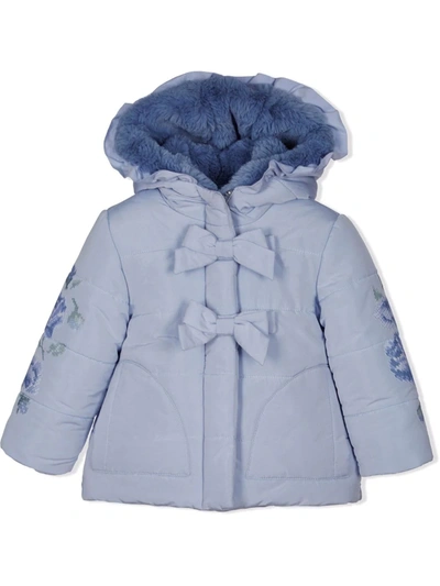 Lapin House Babies' Bow-detail Padded Parka Coat In Blue