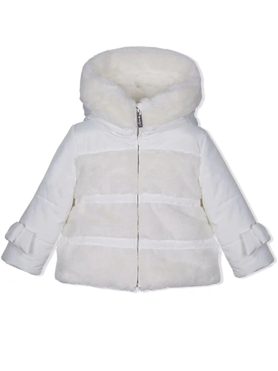 Lapin House Kids' Padded Faux Fur Hooded Coat In White