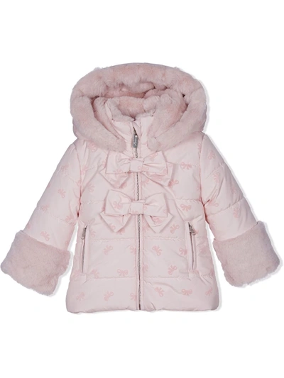 Lapin House Babies' Bow-print Padded Coat In Pink