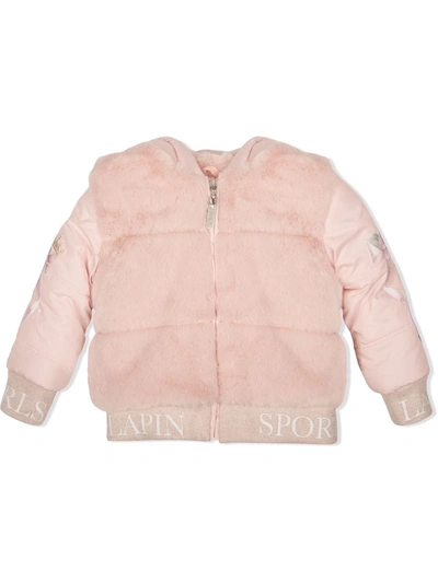 Lapin House Kids' Faux-fur Panelled Bomber Jacket In Pink