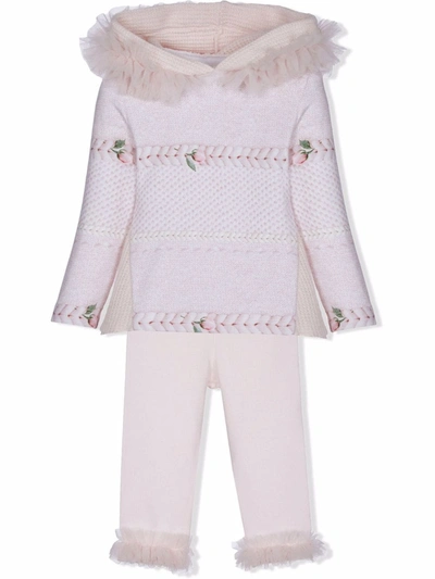 Lapin House Babies' Tulle-trim Hoodie Tracksuit In Pink