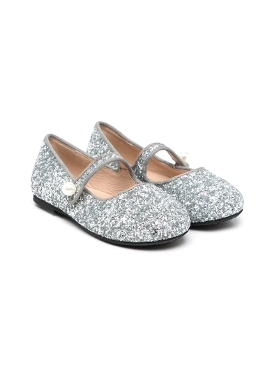 Age Of Innocence Kids' Glittered Ballerina Shoes In Silver