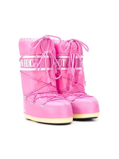 Moon Boot Kids' Icon Junior Lace-up Snow Boots In Pink