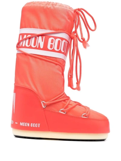 Moon Boot Kids' Icon Junior Lace-up Snow Boots In Coral