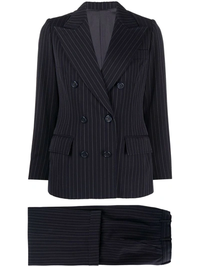 Pre-owned A.n.g.e.l.o. Vintage Cult 1970s Pinstriped Two-piece Suit In Blue