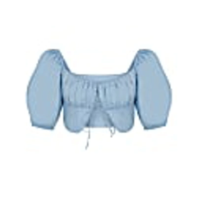 Nazli Ceren Grace Top In Sky Blue In Yellow