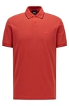 Hugo Boss - Slim Fit Polo Shirt In Stretch Piqu With Curved Logo - Red