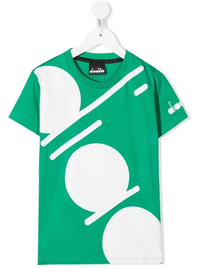 Diadora Junior Kids' Logo-print Cotton T-shirt In Green