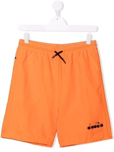 Diadora Junior Kids' Logo-print Detail Shorts In Orange