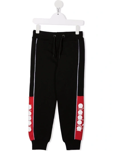 Diadora Junior Kids' Logo-print Track Trousers In Black
