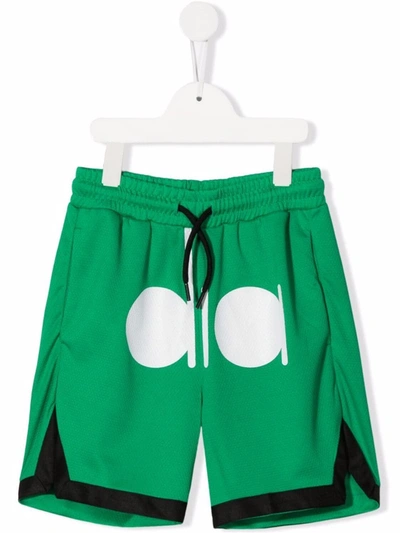 Diadora Junior Kids' Logo-print Drawstring Shorts In Green