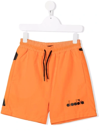 Diadora Junior Kids' Logo-print Detail Shorts In Orange