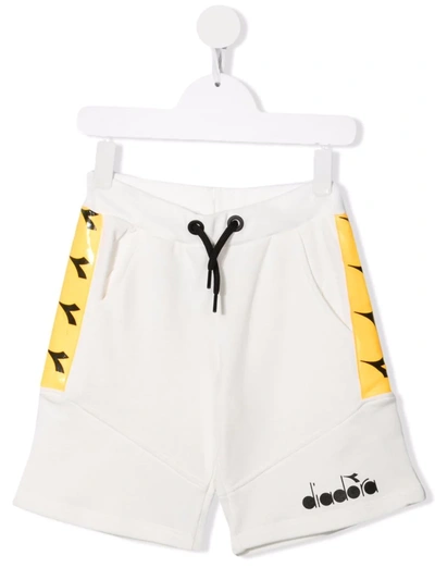 Diadora Junior Kids' Logo-tape Cotton Track Shorts In White
