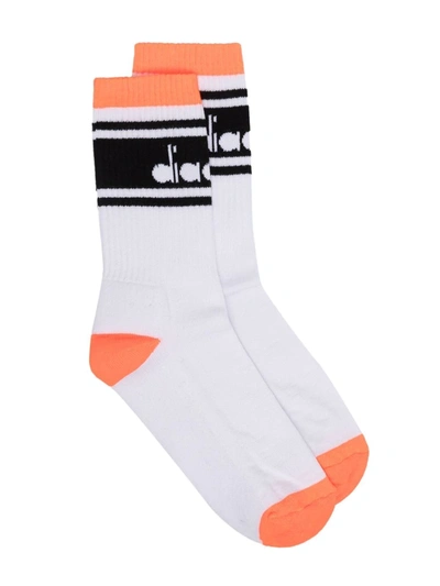 Diadora Junior Teen Intarsia-knit Logo Ankle Socks In White