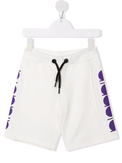 Diadora Junior Kids' Logo-print Cotton Track Shorts In White