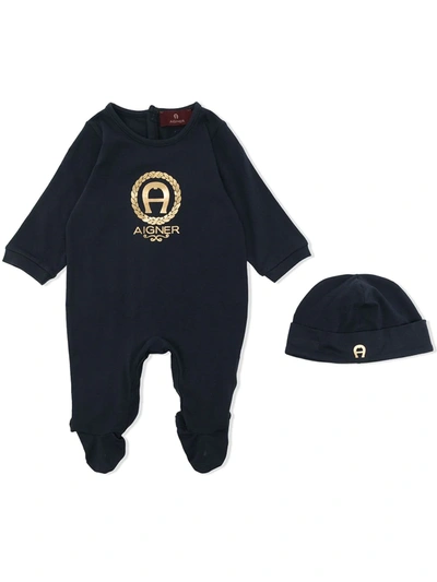 Aigner Babies' Metallic-print Pyjama Set In Blue