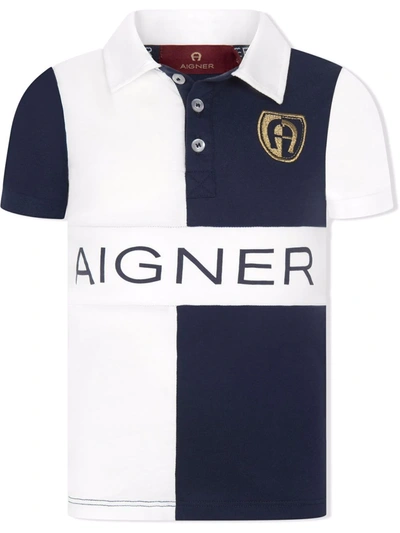 Aigner Kids' Embroidered Logo Polo Shirt In Blue