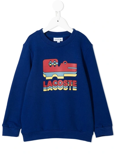 Lacoste Kids' Little Boy's & Boy's Fun Crocodile Print Sweatshirt In Blue