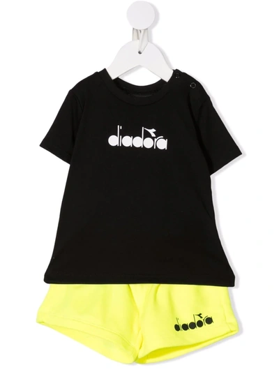 Diadora Junior Babies' Slogan-print Cotton Shorts Set In Black