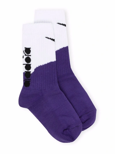 Diadora Junior Kids' Logo Colour-block Socks In Purple