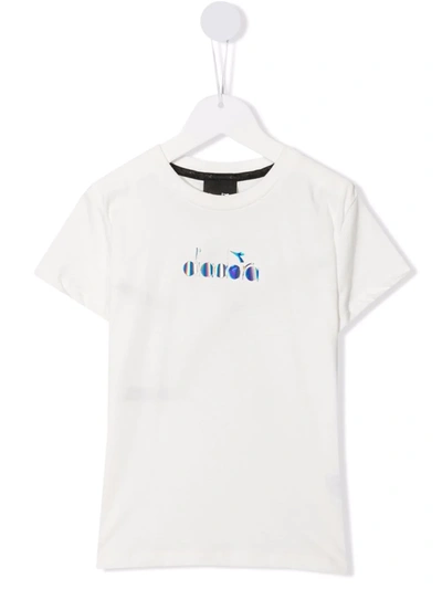Diadora Junior Kids' Graphic-print Cotton T-shirt In White