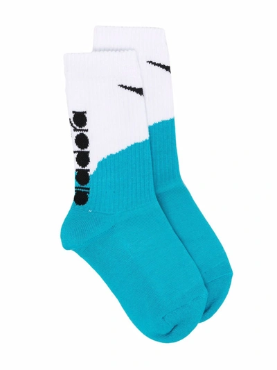 Diadora Junior Kids' Logo Colour-block Socks In Blue