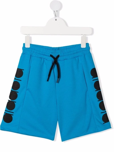Diadora Junior Kids' Logo Print Shorts In Blue