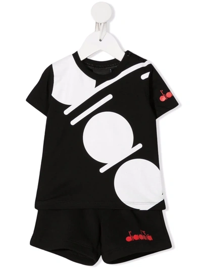 Diadora Junior Babies' Maxi Logo-print Tracksuit In Black
