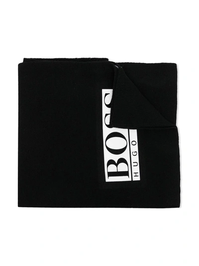 Bosswear Kids' Logo-print Knitted Scarf In Black