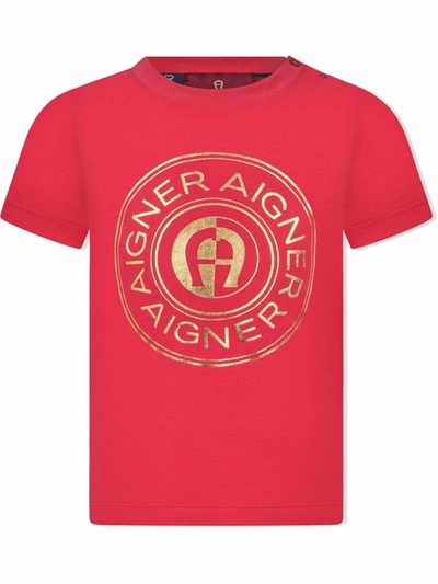 Aigner Babies' Circular Logo-print T-shirt In Red