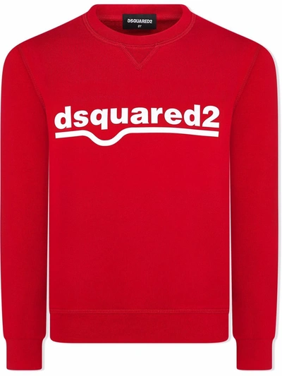 Dsquared2 Teen Logo-print Cotton Sweatshirt In Red