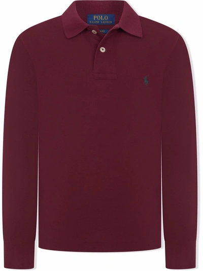 Ralph Lauren Kids' Long-sleeve Cotton Polo Shirt In Red