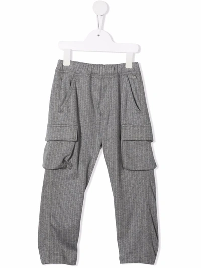 Il Gufo Kids' Pinstripe-print Cargo Trousers In Grey